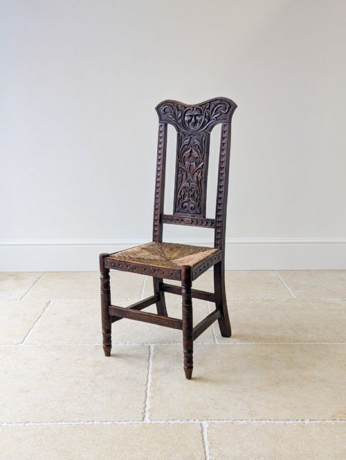 ANTIQUE VICTORIAN CARVED OAK GREEN MAN SIDE CHAIR C1890