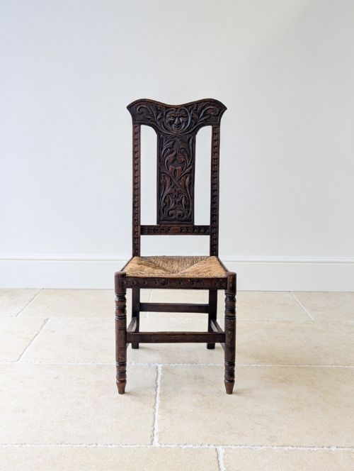 ANTIQUE VICTORIAN CARVED OAK GREEN MAN SIDE CHAIR C1890 - ADDITIONAL PHOTO 1