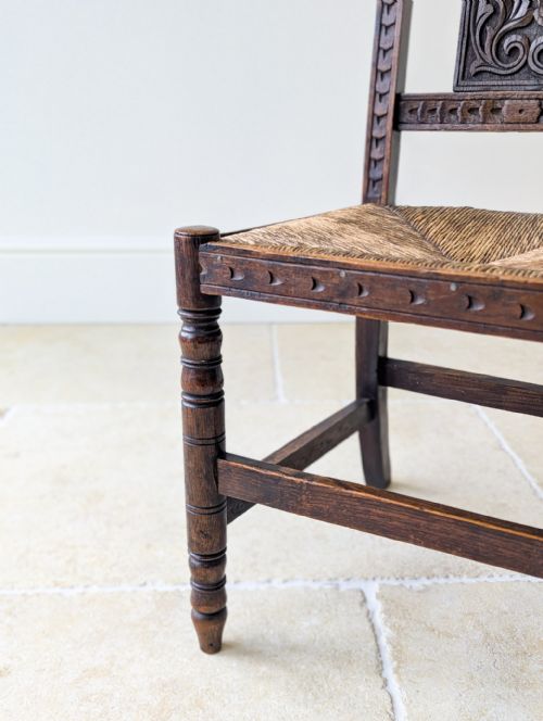 ANTIQUE VICTORIAN CARVED OAK GREEN MAN SIDE CHAIR C1890 - ADDITIONAL PHOTO 4