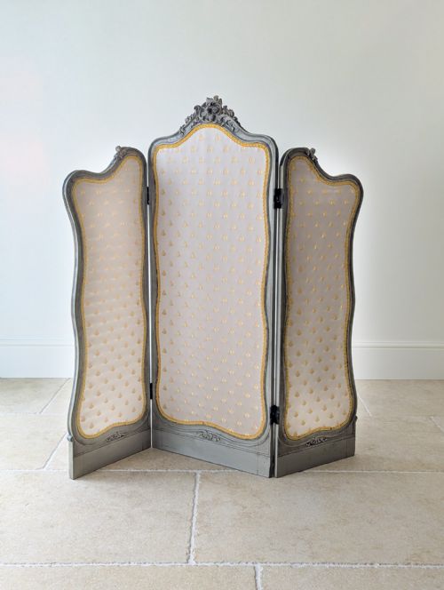 ANTIQUE NAPOLEON III PAINTED THREEFOLD ROOM SCREEN C1860
