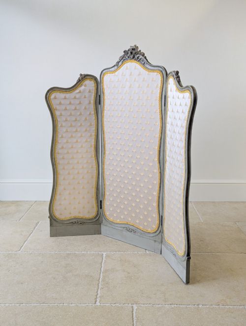 ANTIQUE NAPOLEON III PAINTED THREEFOLD ROOM SCREEN C1860 - ADDITIONAL PHOTO 6