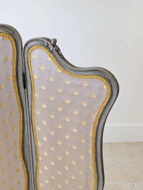 ANTIQUE NAPOLEON III PAINTED THREEFOLD ROOM SCREEN C1860 - ADDITIONAL PHOTO 7