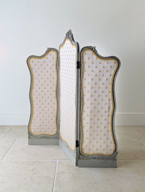 ANTIQUE NAPOLEON III PAINTED THREEFOLD ROOM SCREEN C1860 - ADDITIONAL PHOTO 9