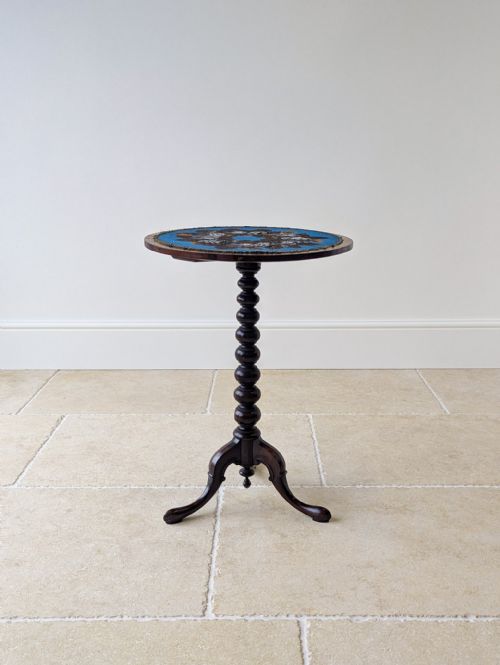 ANTIQUE WILLIAM IV ROSEWOOD BEADWORK TRIPOD WINE TABLE C1830 - ADDITIONAL PHOTO 2
