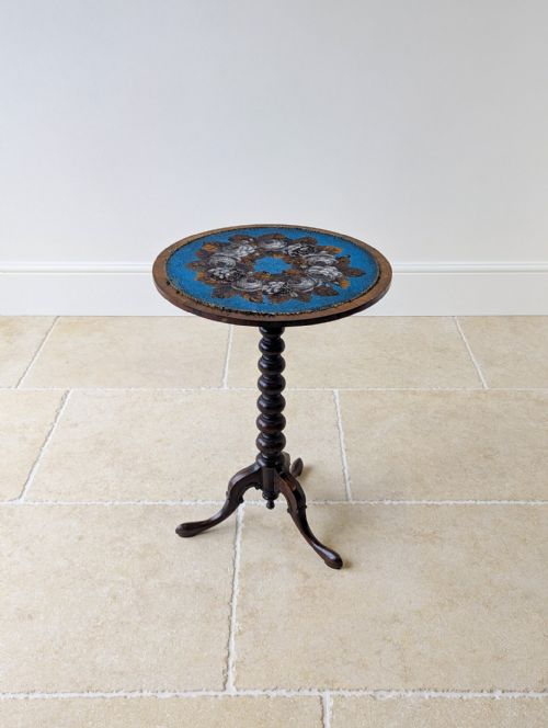 ANTIQUE WILLIAM IV ROSEWOOD BEADWORK TRIPOD WINE TABLE C1830 - ADDITIONAL PHOTO 7