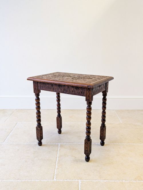 ANTIQUE EDWARDIAN FRUITWOOD CARVED SIDE TABLE C1900 - ADDITIONAL PHOTO 18
