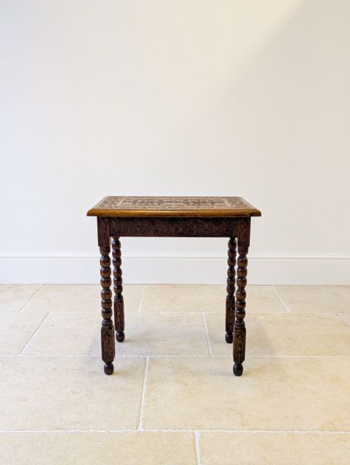 ANTIQUE EDWARDIAN FRUITWOOD CARVED SIDE TABLE C1900 - ADDITIONAL PHOTO 2