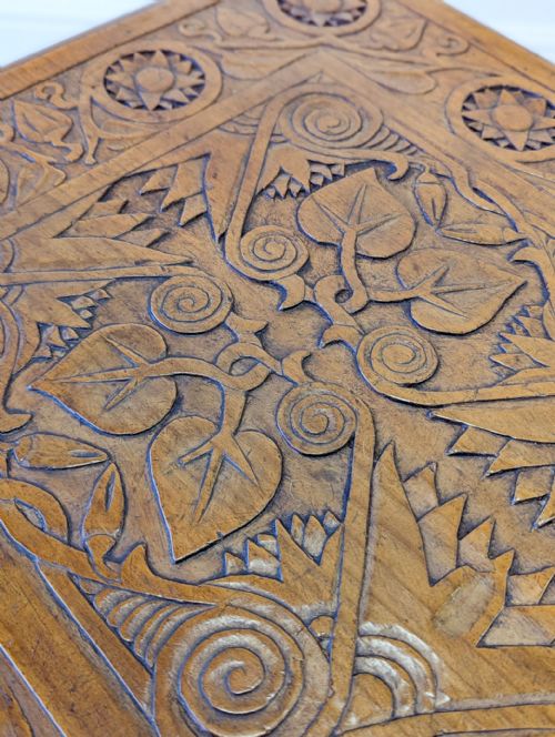 ANTIQUE EDWARDIAN FRUITWOOD CARVED SIDE TABLE C1900 - ADDITIONAL PHOTO 3