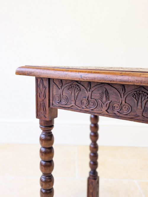 ANTIQUE EDWARDIAN FRUITWOOD CARVED SIDE TABLE C1900 - ADDITIONAL PHOTO 7