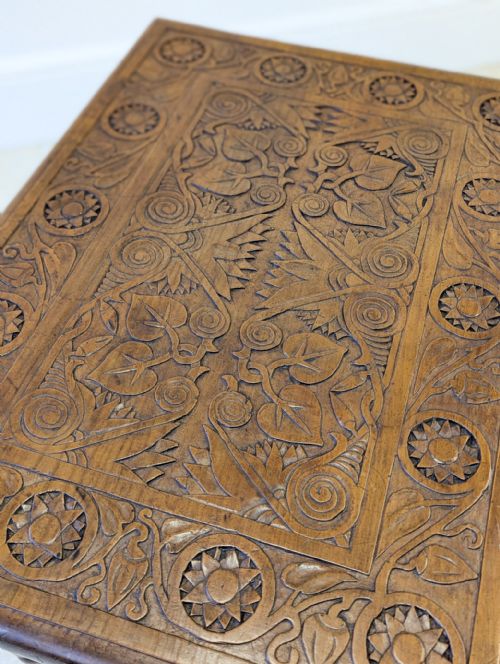 ANTIQUE EDWARDIAN FRUITWOOD CARVED SIDE TABLE C1900 - ADDITIONAL PHOTO 8