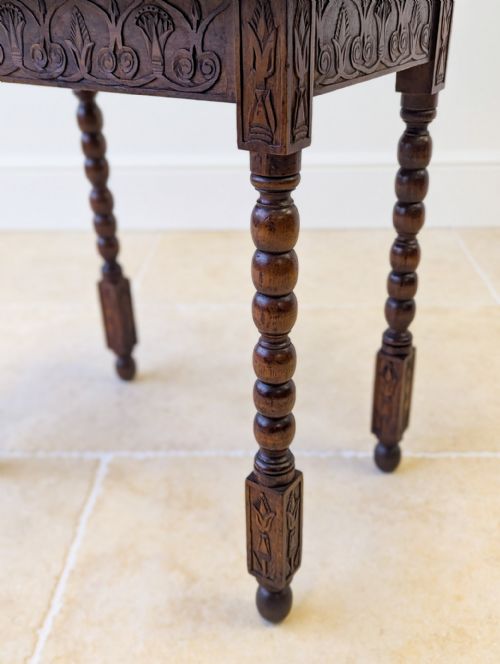 ANTIQUE EDWARDIAN FRUITWOOD CARVED SIDE TABLE C1900 - ADDITIONAL PHOTO 10