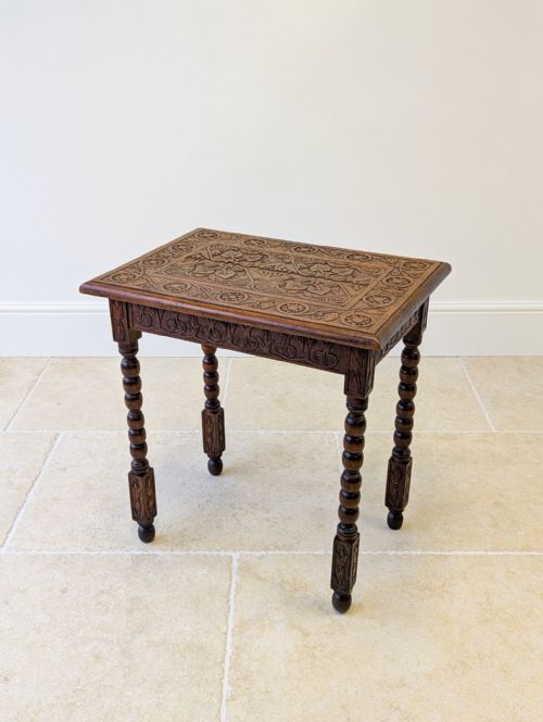 ANTIQUE EDWARDIAN FRUITWOOD CARVED SIDE TABLE C1900 - ADDITIONAL PHOTO 11