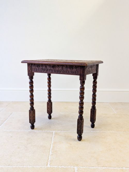 ANTIQUE EDWARDIAN FRUITWOOD CARVED SIDE TABLE C1900 - ADDITIONAL PHOTO 13