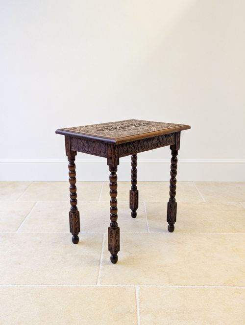 ANTIQUE EDWARDIAN FRUITWOOD CARVED SIDE TABLE C1900 - ADDITIONAL PHOTO 17