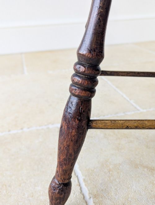 ANTIQUE EARLY VICTORIAN ELM BEECH COUNTRY STOOL C1850 - ADDITIONAL PHOTO 5