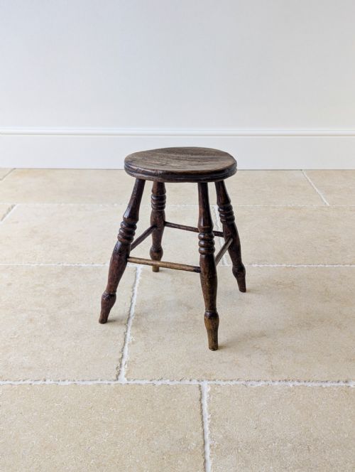 ANTIQUE EARLY VICTORIAN ELM BEECH COUNTRY STOOL C1850 - ADDITIONAL PHOTO 6