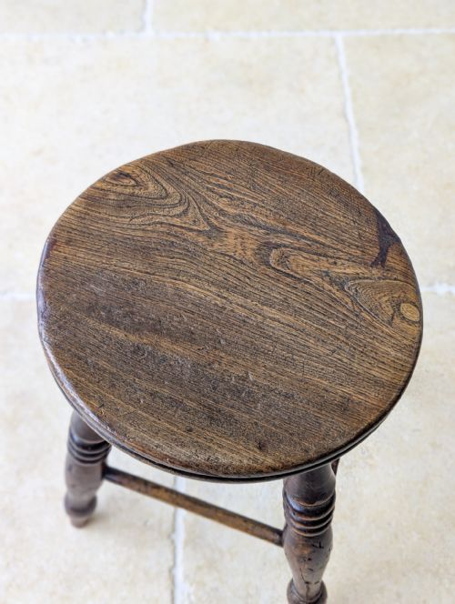 ANTIQUE EARLY VICTORIAN ELM BEECH COUNTRY STOOL C1850 - ADDITIONAL PHOTO 7