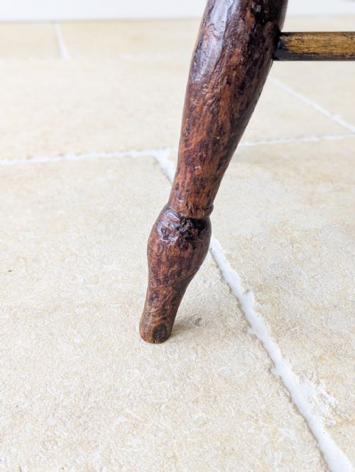 ANTIQUE EARLY VICTORIAN ELM BEECH COUNTRY STOOL C1850 - ADDITIONAL PHOTO 9