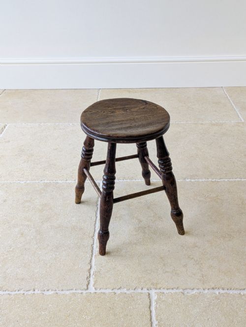 ANTIQUE EARLY VICTORIAN ELM BEECH COUNTRY STOOL C1850 - ADDITIONAL PHOTO 10
