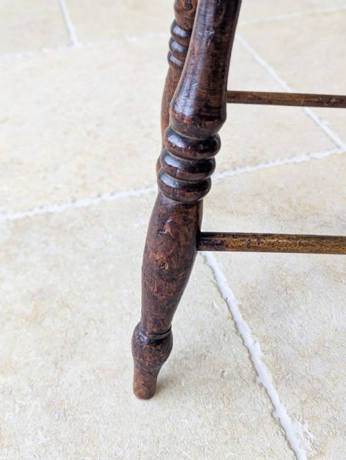 ANTIQUE EARLY VICTORIAN ELM BEECH COUNTRY STOOL C1850 - ADDITIONAL PHOTO 12