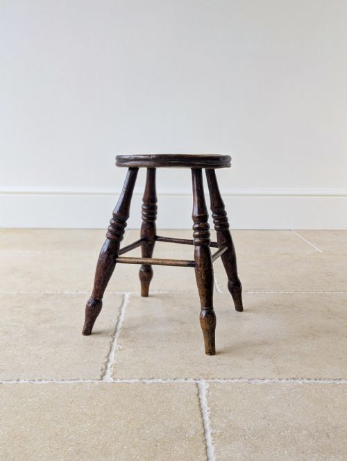 ANTIQUE EARLY VICTORIAN ELM BEECH COUNTRY STOOL C1850 - ADDITIONAL PHOTO 14