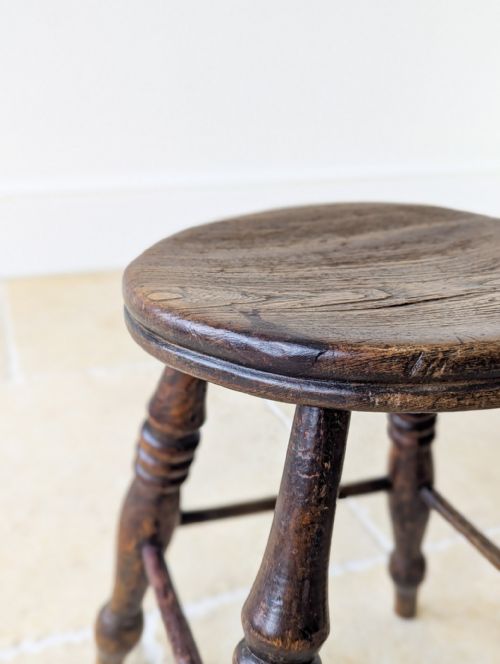 ANTIQUE EARLY VICTORIAN ELM BEECH COUNTRY STOOL C1850 - ADDITIONAL PHOTO 15