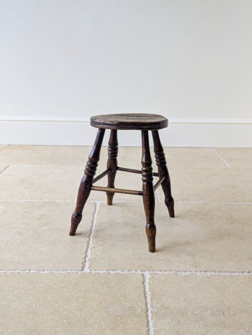 ANTIQUE EARLY VICTORIAN ELM BEECH COUNTRY STOOL C1850 - ADDITIONAL PHOTO 16