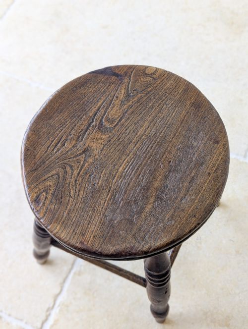 ANTIQUE EARLY VICTORIAN ELM BEECH COUNTRY STOOL C1850 - ADDITIONAL PHOTO 17
