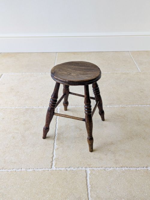 ANTIQUE EARLY VICTORIAN ELM BEECH COUNTRY STOOL C1850 - ADDITIONAL PHOTO 18