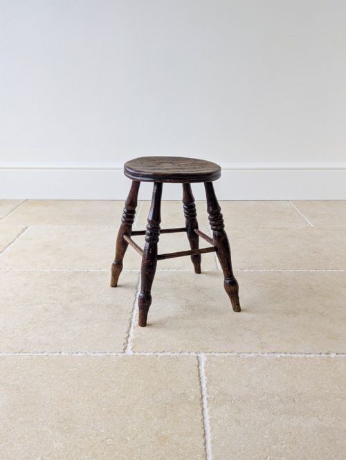 ANTIQUE EARLY VICTORIAN ELM BEECH COUNTRY STOOL C1850 - ADDITIONAL PHOTO 19