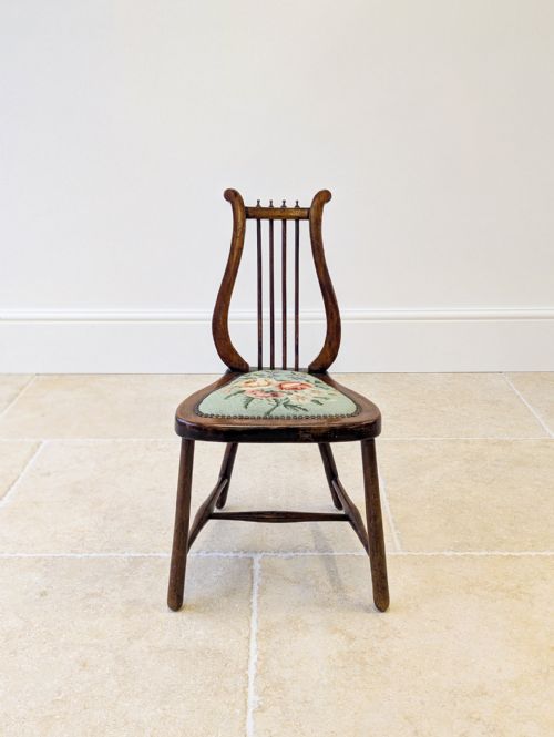 ANTIQUE EDWARDIAN BEECH LYREBACK SIDE CHAIR C1905