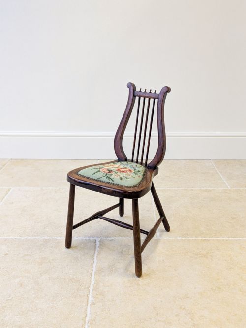 ANTIQUE EDWARDIAN BEECH LYREBACK SIDE CHAIR C1905 - ADDITIONAL PHOTO 1