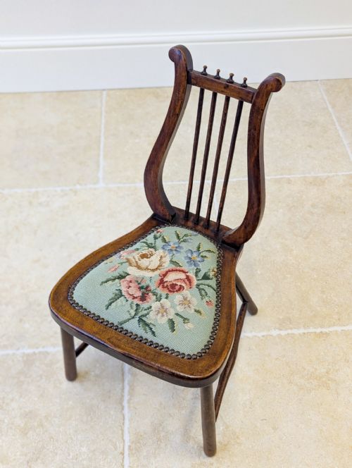 ANTIQUE EDWARDIAN BEECH LYREBACK SIDE CHAIR C1905 - ADDITIONAL PHOTO 2