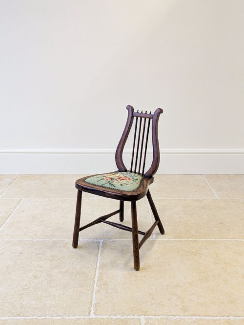 ANTIQUE EDWARDIAN BEECH LYREBACK SIDE CHAIR C1905 - ADDITIONAL PHOTO 3