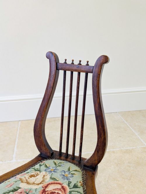 ANTIQUE EDWARDIAN BEECH LYREBACK SIDE CHAIR C1905 - ADDITIONAL PHOTO 4