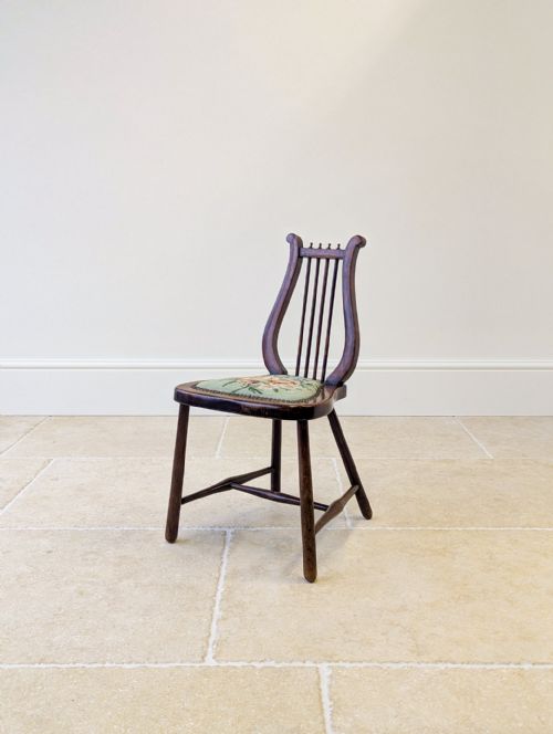 ANTIQUE EDWARDIAN BEECH LYREBACK SIDE CHAIR C1905 - ADDITIONAL PHOTO 5