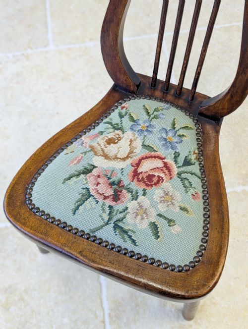 ANTIQUE EDWARDIAN BEECH LYREBACK SIDE CHAIR C1905 - ADDITIONAL PHOTO 6