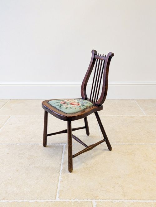 ANTIQUE EDWARDIAN BEECH LYREBACK SIDE CHAIR C1905 - ADDITIONAL PHOTO 7