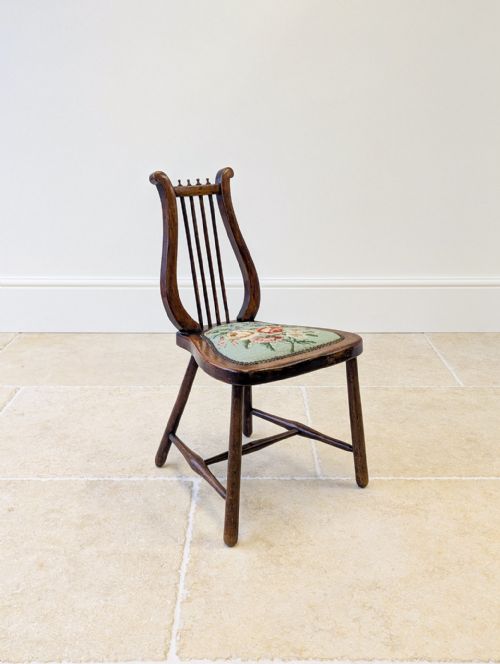 ANTIQUE EDWARDIAN BEECH LYREBACK SIDE CHAIR C1905 - ADDITIONAL PHOTO 9