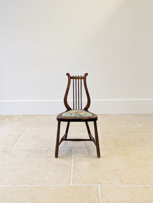 ANTIQUE EDWARDIAN BEECH LYREBACK SIDE CHAIR C1905 - ADDITIONAL PHOTO 11