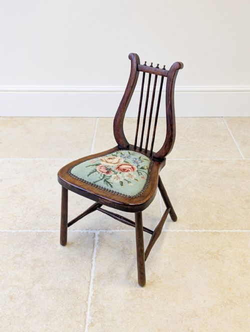 ANTIQUE EDWARDIAN BEECH LYREBACK SIDE CHAIR C1905 - ADDITIONAL PHOTO 12