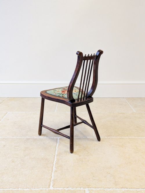 ANTIQUE EDWARDIAN BEECH LYREBACK SIDE CHAIR C1905 - ADDITIONAL PHOTO 13