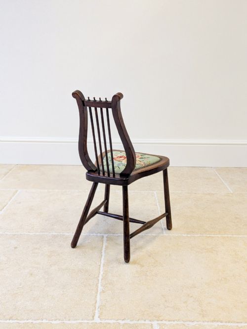 ANTIQUE EDWARDIAN BEECH LYREBACK SIDE CHAIR C1905 - ADDITIONAL PHOTO 14