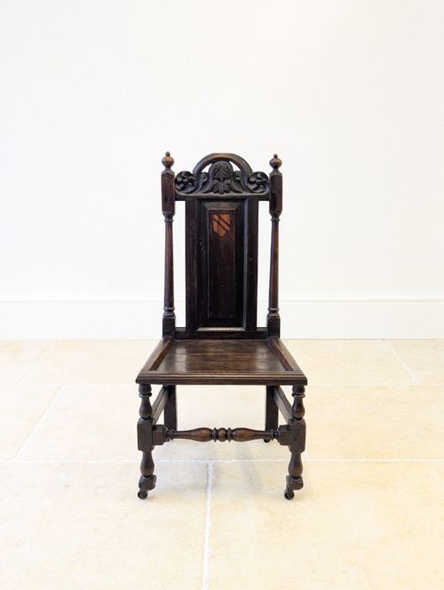 ANTIQUE LATE VICTORIAN JACOBEAN REVIVAL OAK HALL CHAIR C1890 - ADDITIONAL PHOTO 1