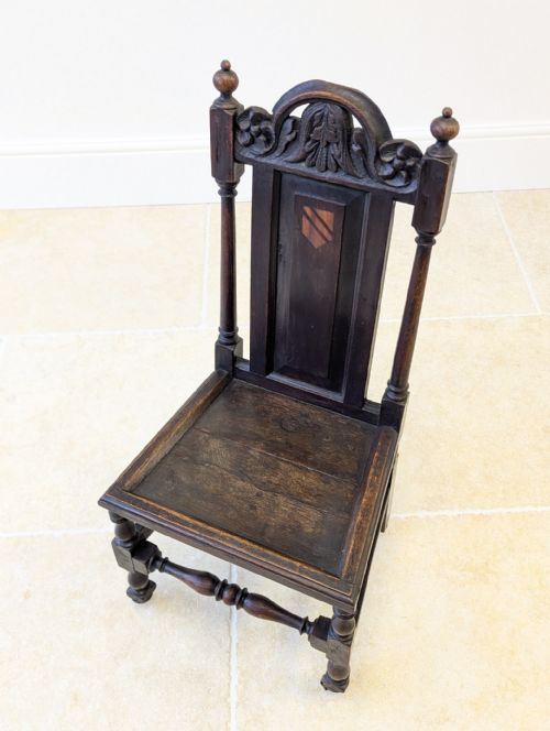 ANTIQUE LATE VICTORIAN JACOBEAN REVIVAL OAK HALL CHAIR C1890 - ADDITIONAL PHOTO 3