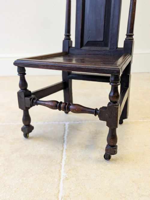ANTIQUE LATE VICTORIAN JACOBEAN REVIVAL OAK HALL CHAIR C1890 - ADDITIONAL PHOTO 4