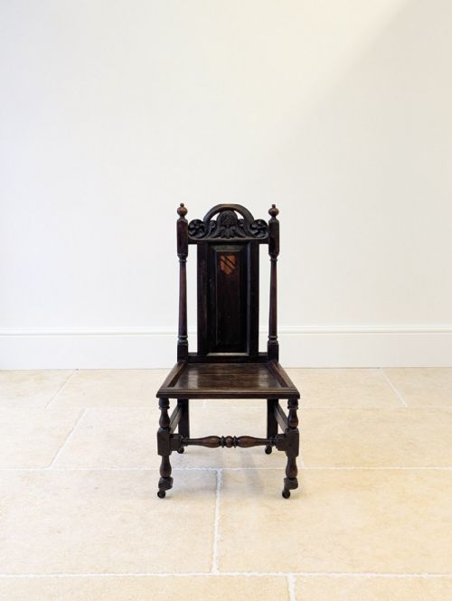 ANTIQUE LATE VICTORIAN JACOBEAN REVIVAL OAK HALL CHAIR C1890 - ADDITIONAL PHOTO 7