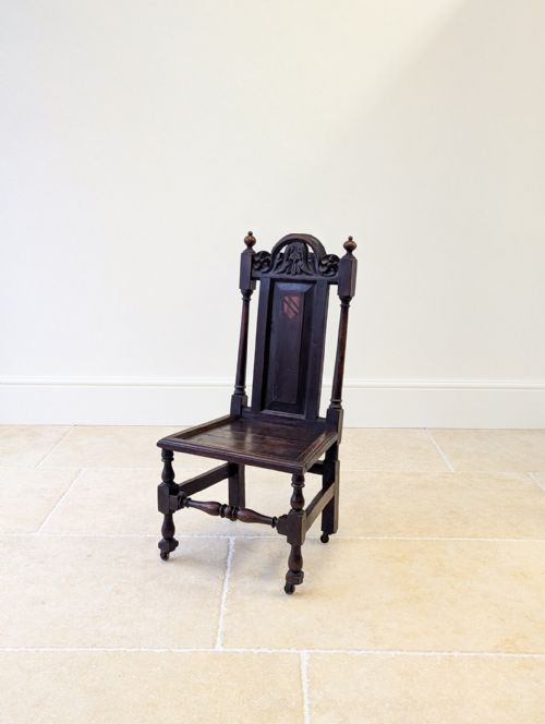 ANTIQUE LATE VICTORIAN JACOBEAN REVIVAL OAK HALL CHAIR C1890 - ADDITIONAL PHOTO 9