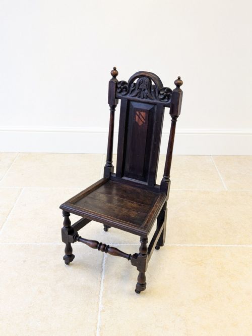 ANTIQUE LATE VICTORIAN JACOBEAN REVIVAL OAK HALL CHAIR C1890 - ADDITIONAL PHOTO 11