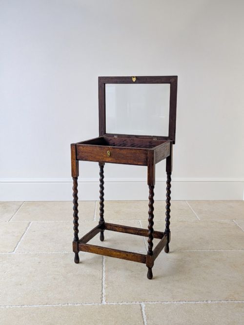 ANTIQUE OAK BIJOUTERIE TABLE C1920 - ADDITIONAL PHOTO 1